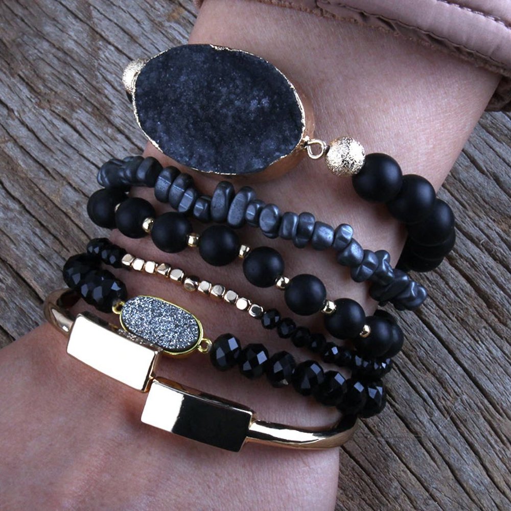 Fashion Metal Bracelet Bangle Set 5pc Bang…